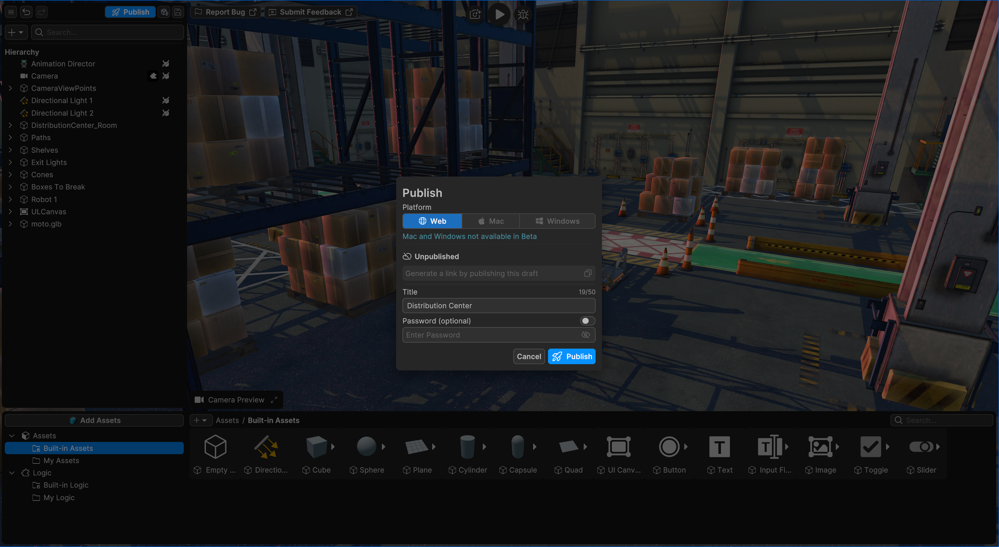 Publish and share your Unity Studio project via a web URL