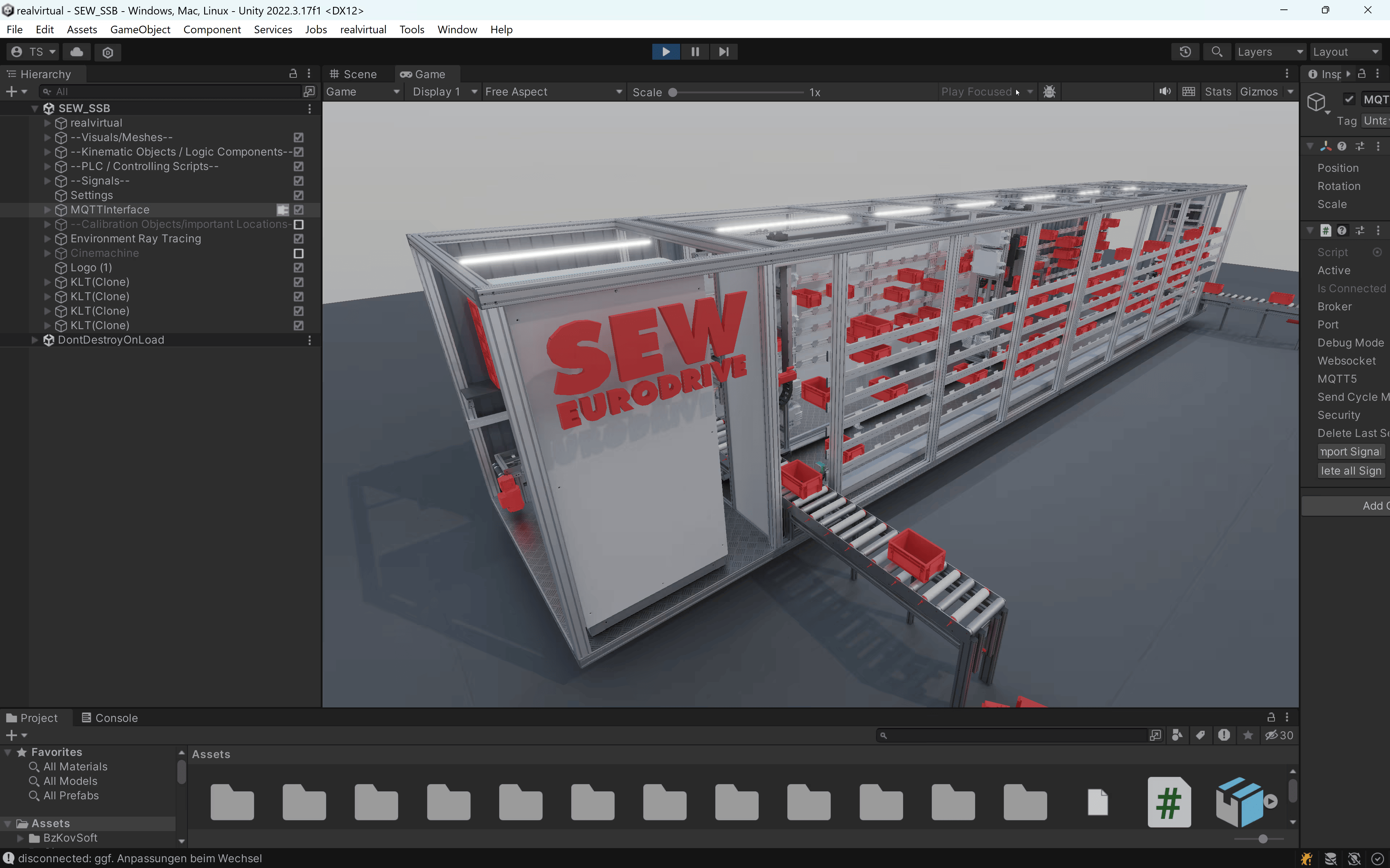 Контроллер цифрового двойника SEW-EURODRIVE в работе