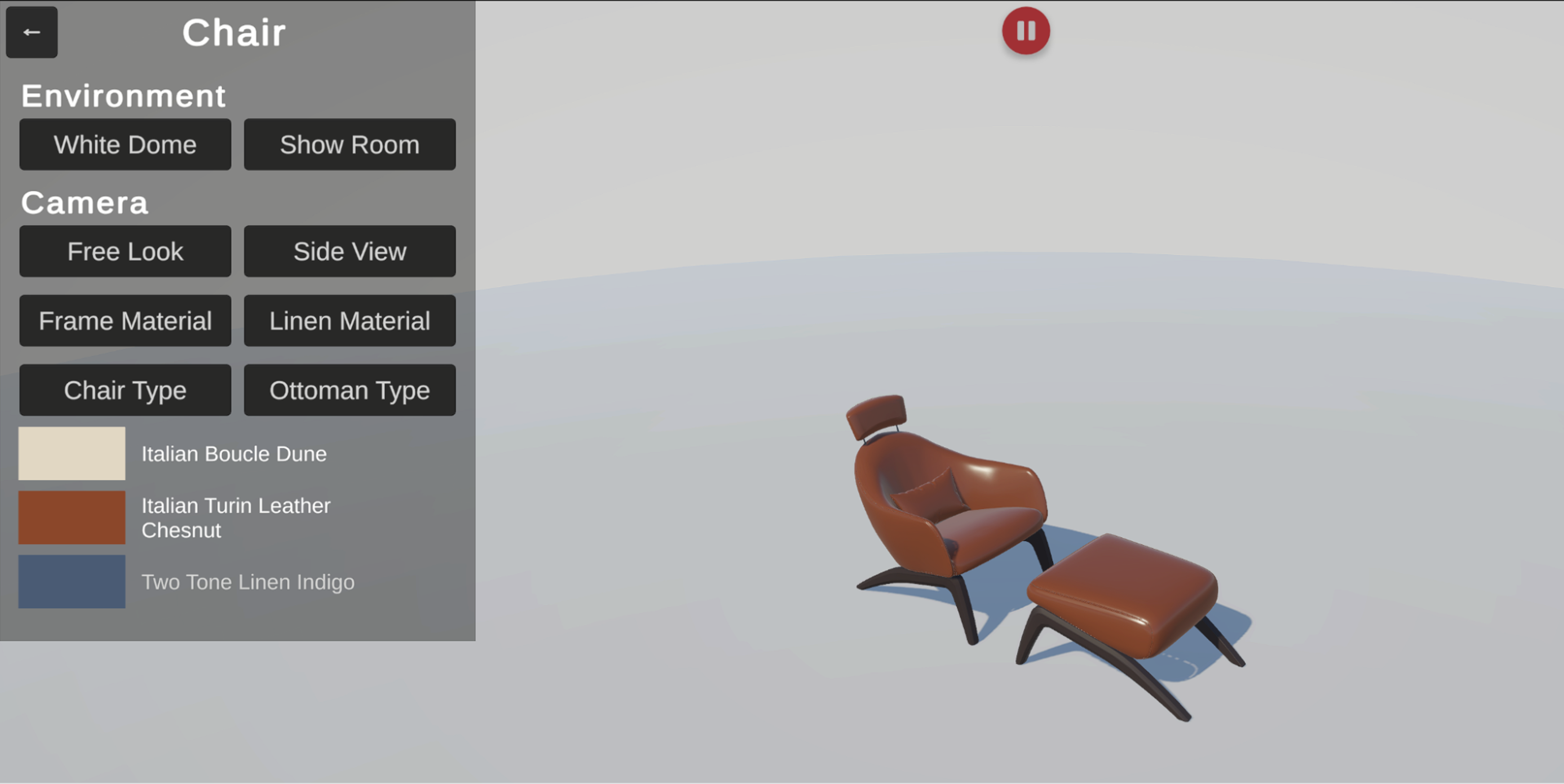 Unity Studio_체어 컨피규레이터 이탈리아 투린 가죽_실시간 3D에 대한 비코더 가이드