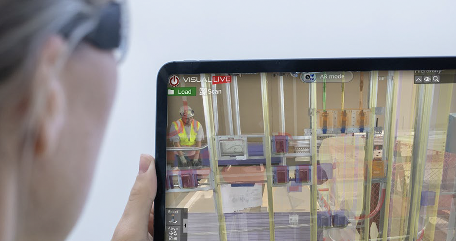 A woman looking at an AR tablet