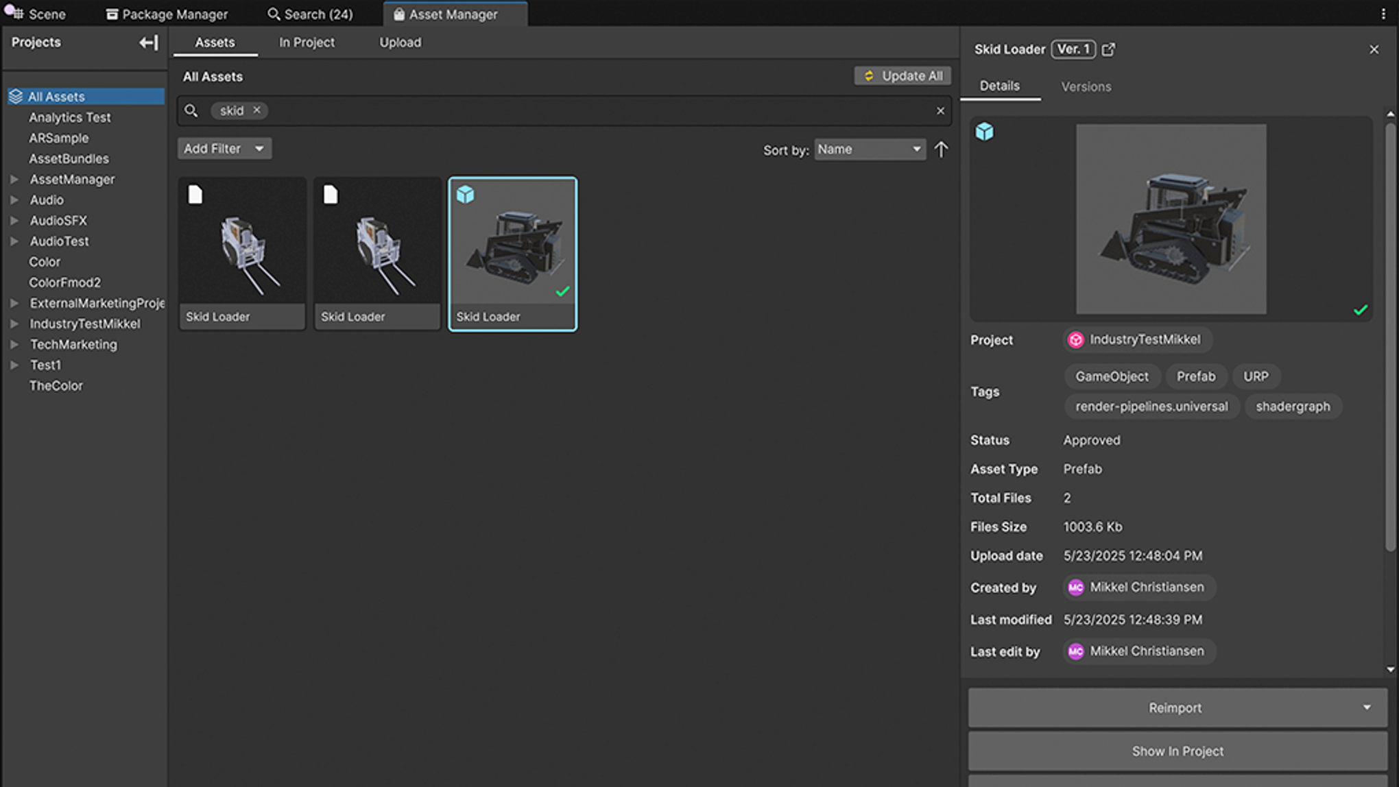 Acceder a Asset Manager desde Unity Editor