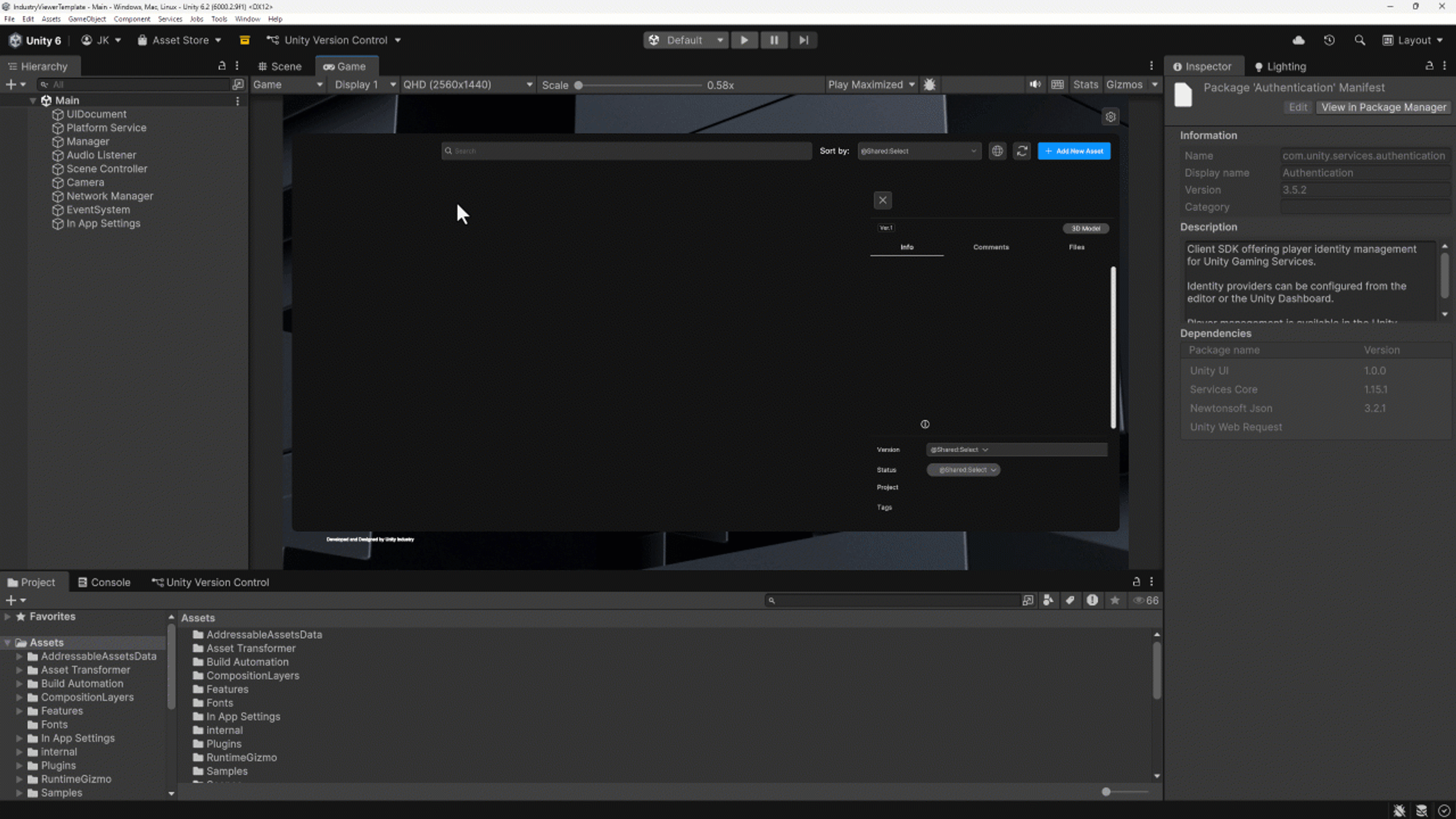 Enable Multiplayer Mode in the Unity Industry Viewer Template