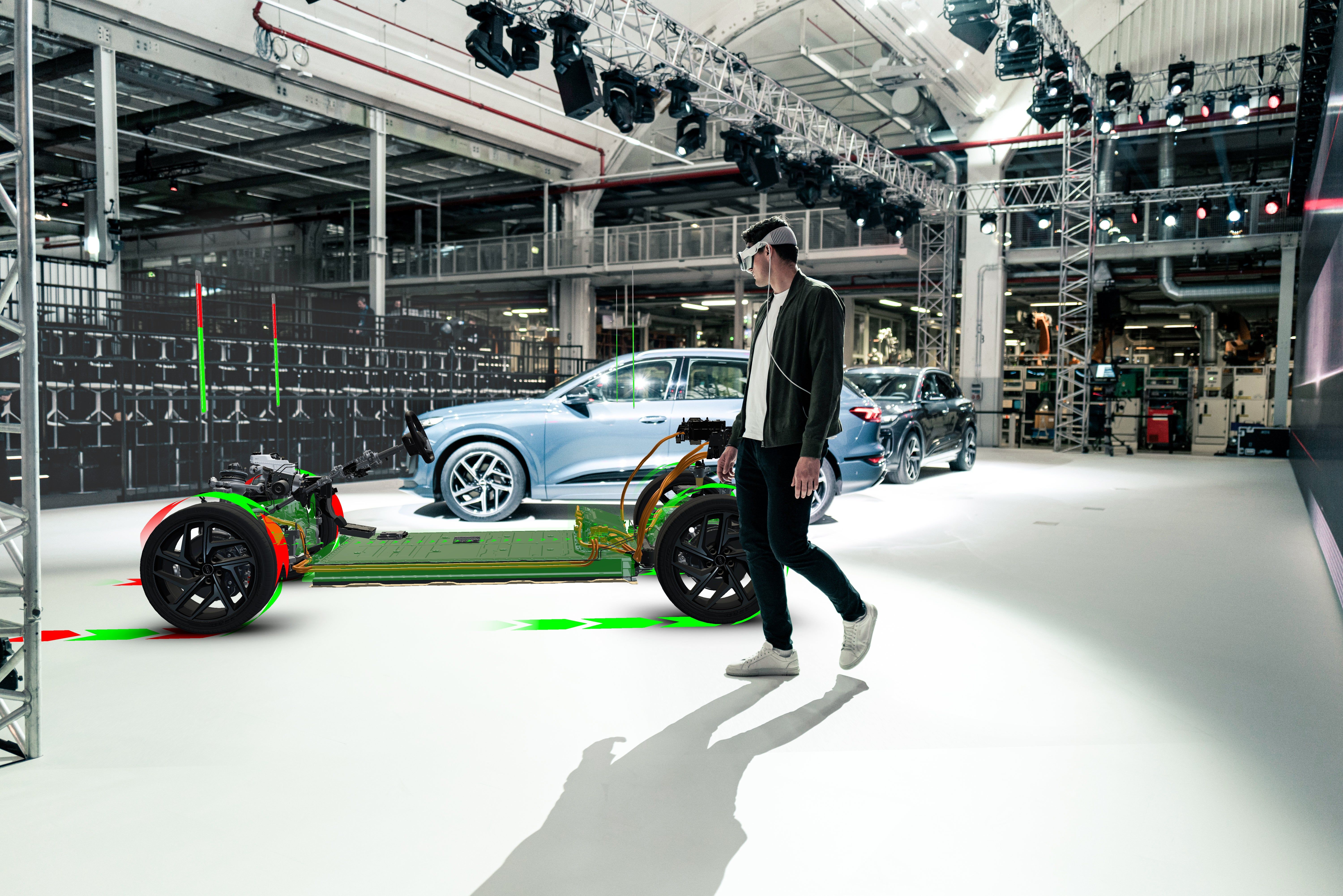 Audi Q6 e-tron在XR虚拟展览中的展示效果。