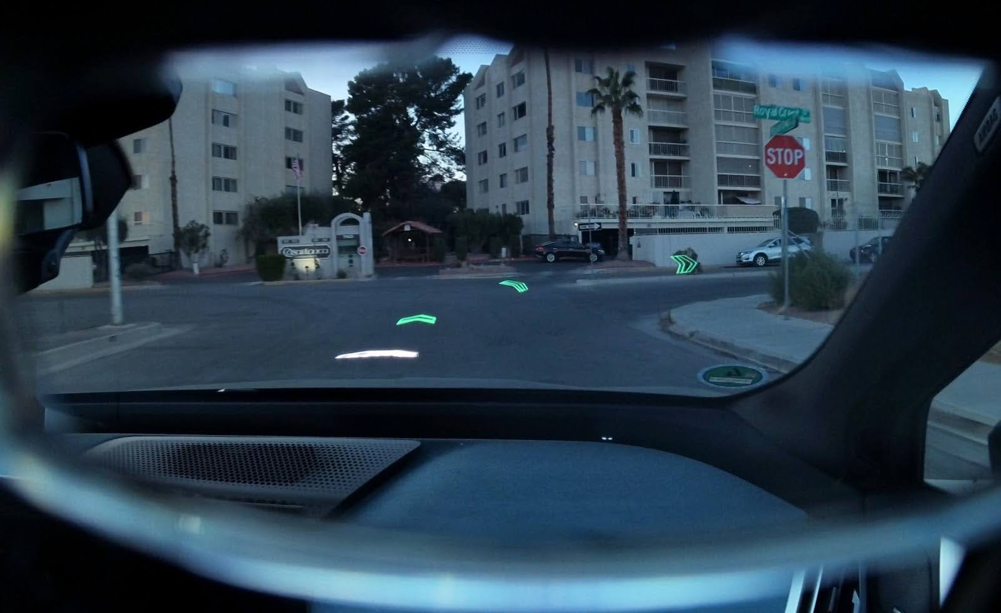 View through BMW AR glasses showing navigation support