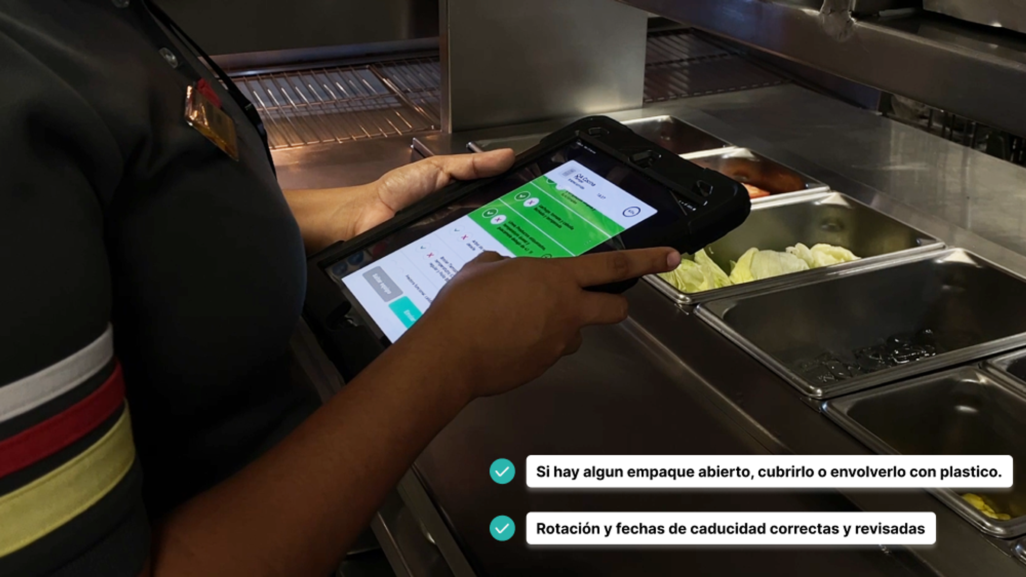 Image of Carl's Jr. employee using Made with Unity app, Inspekly