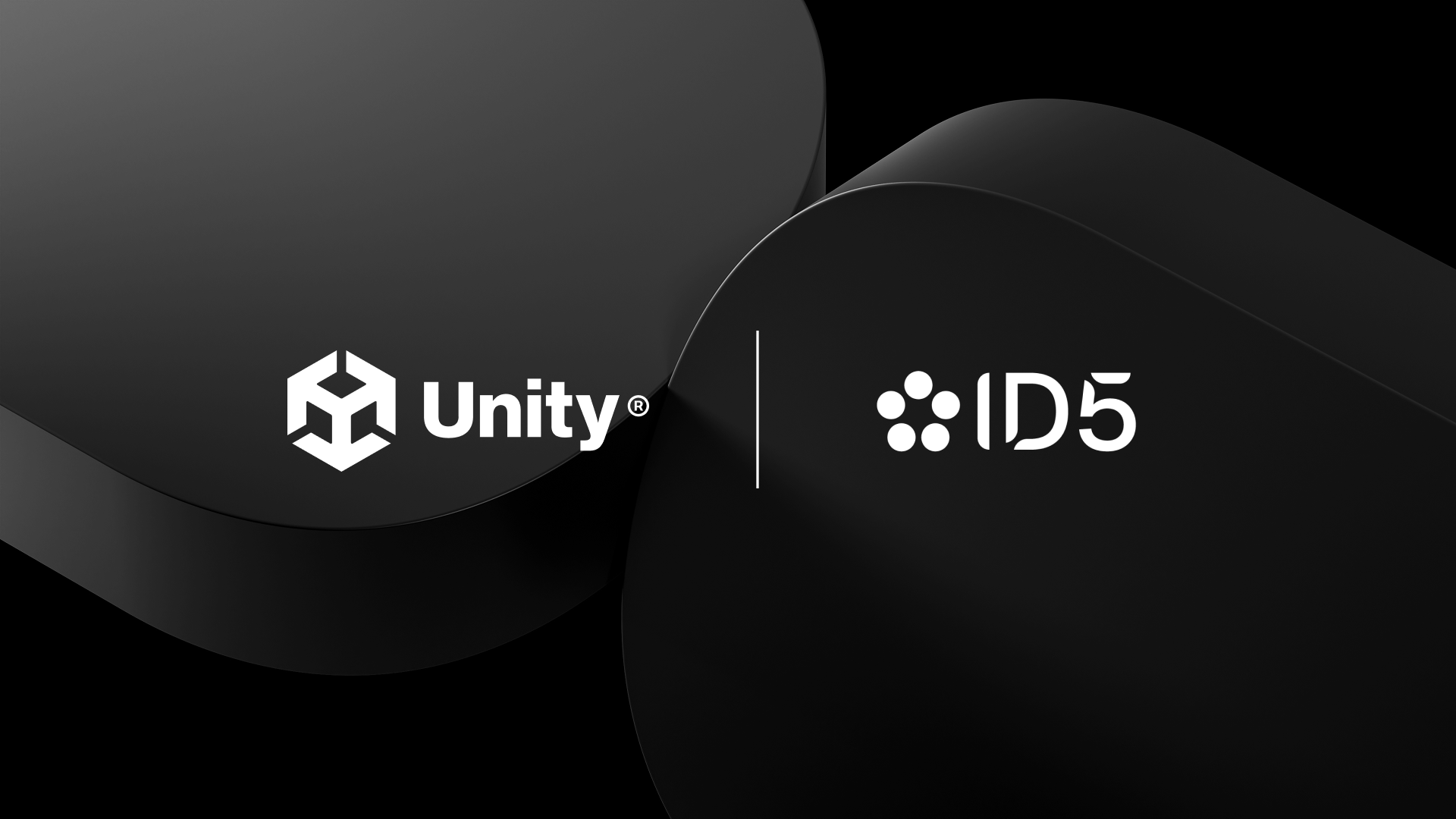 검은색 배경에 ID5 로고와 Unity 로고가 있는 이미지