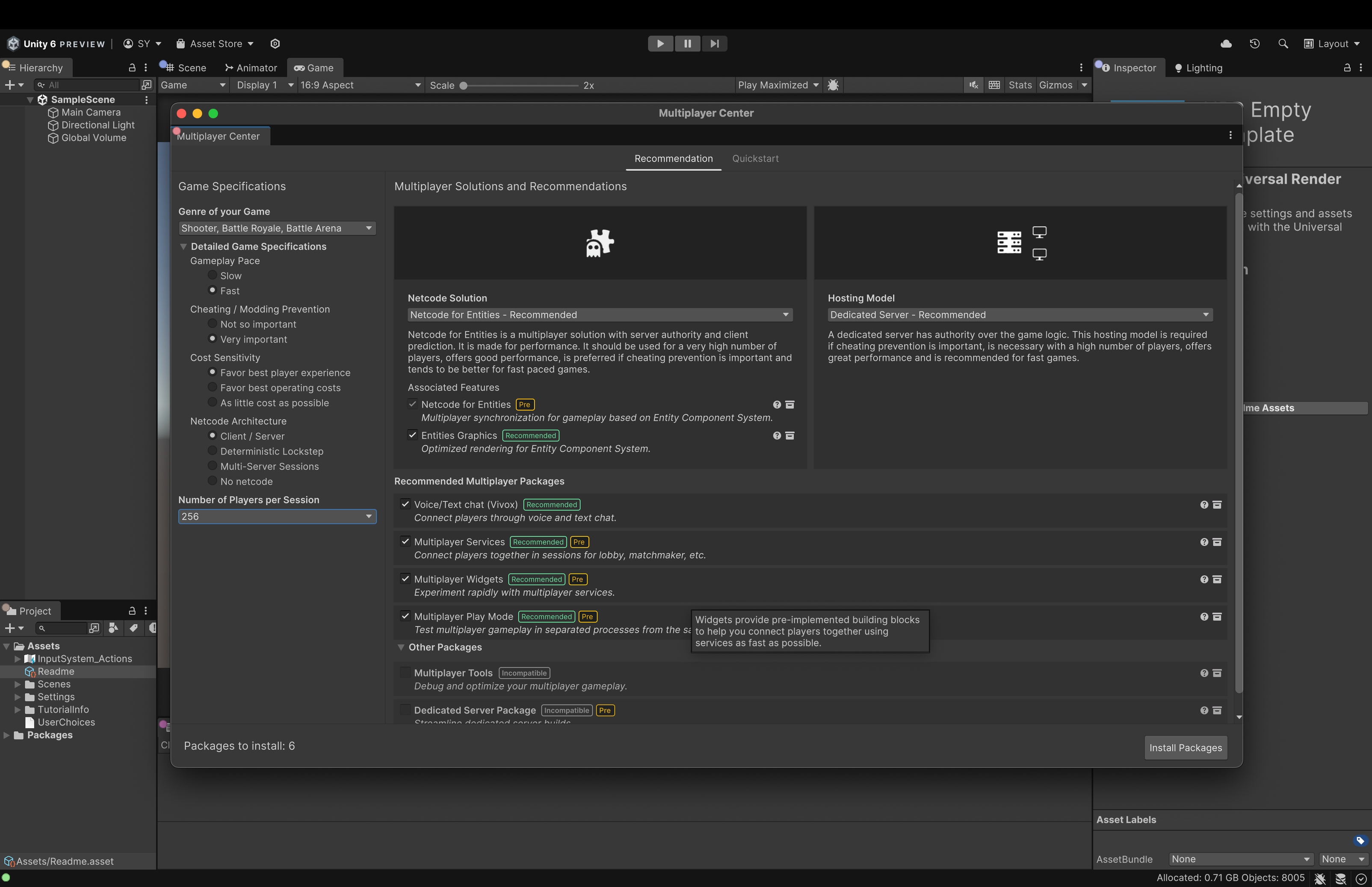 Multiplayer Center in Unity 6