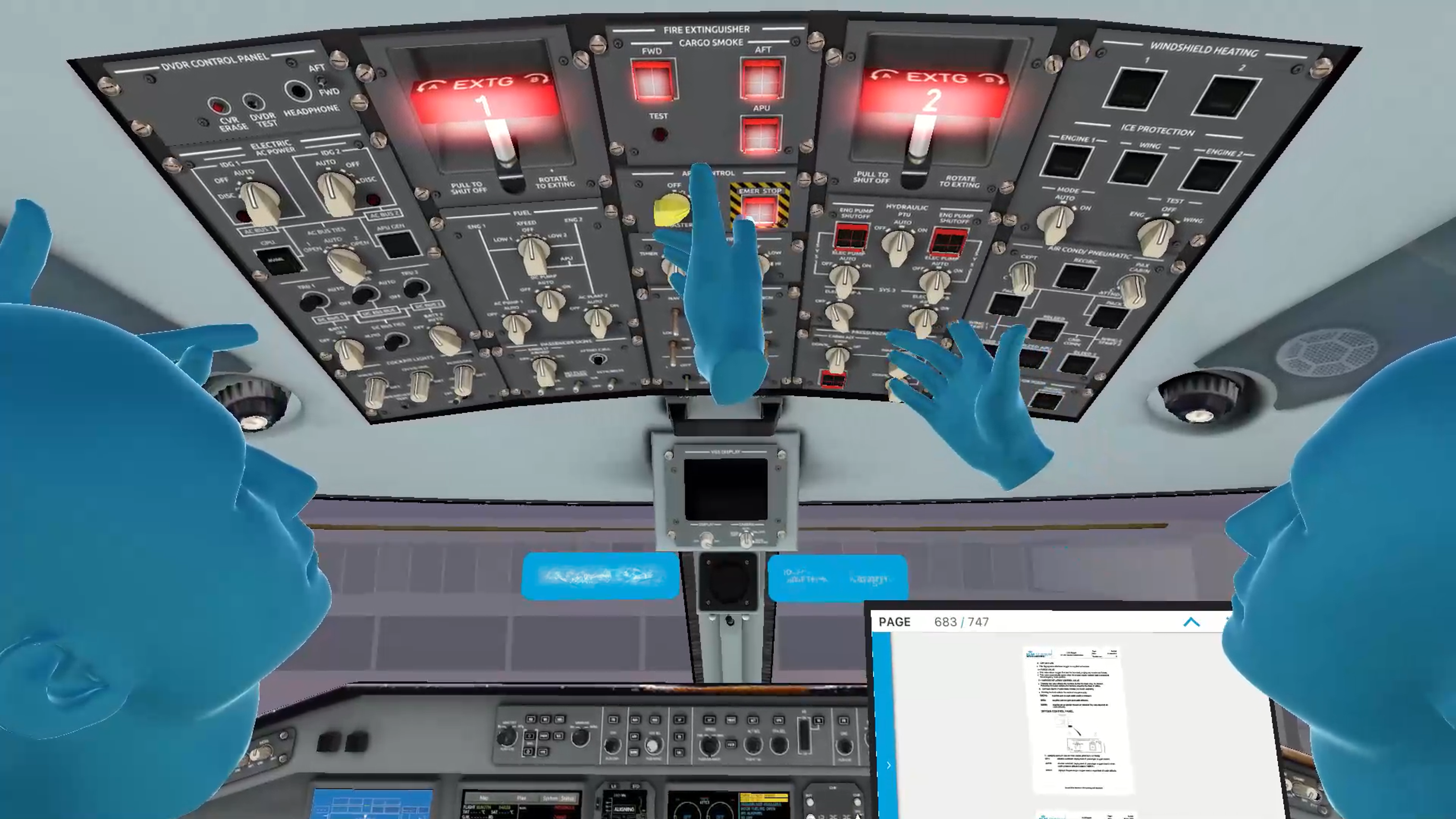 Two virtual avatars in a cockpit training app.