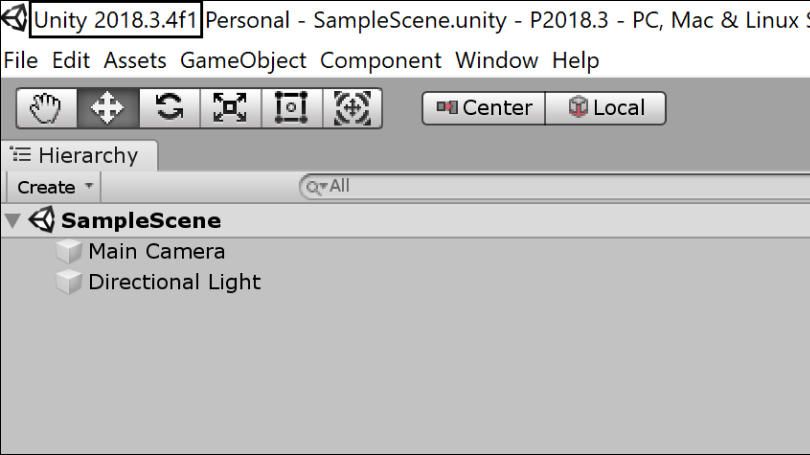 Unity Version in Window 2