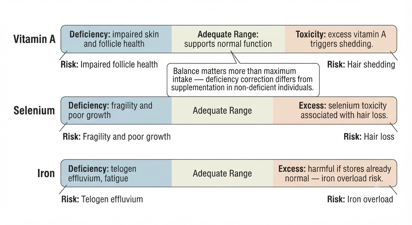 Diagram showing nutrients where excess causes harm alongside deficiency