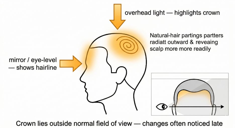Crown thinning perception and visibility
