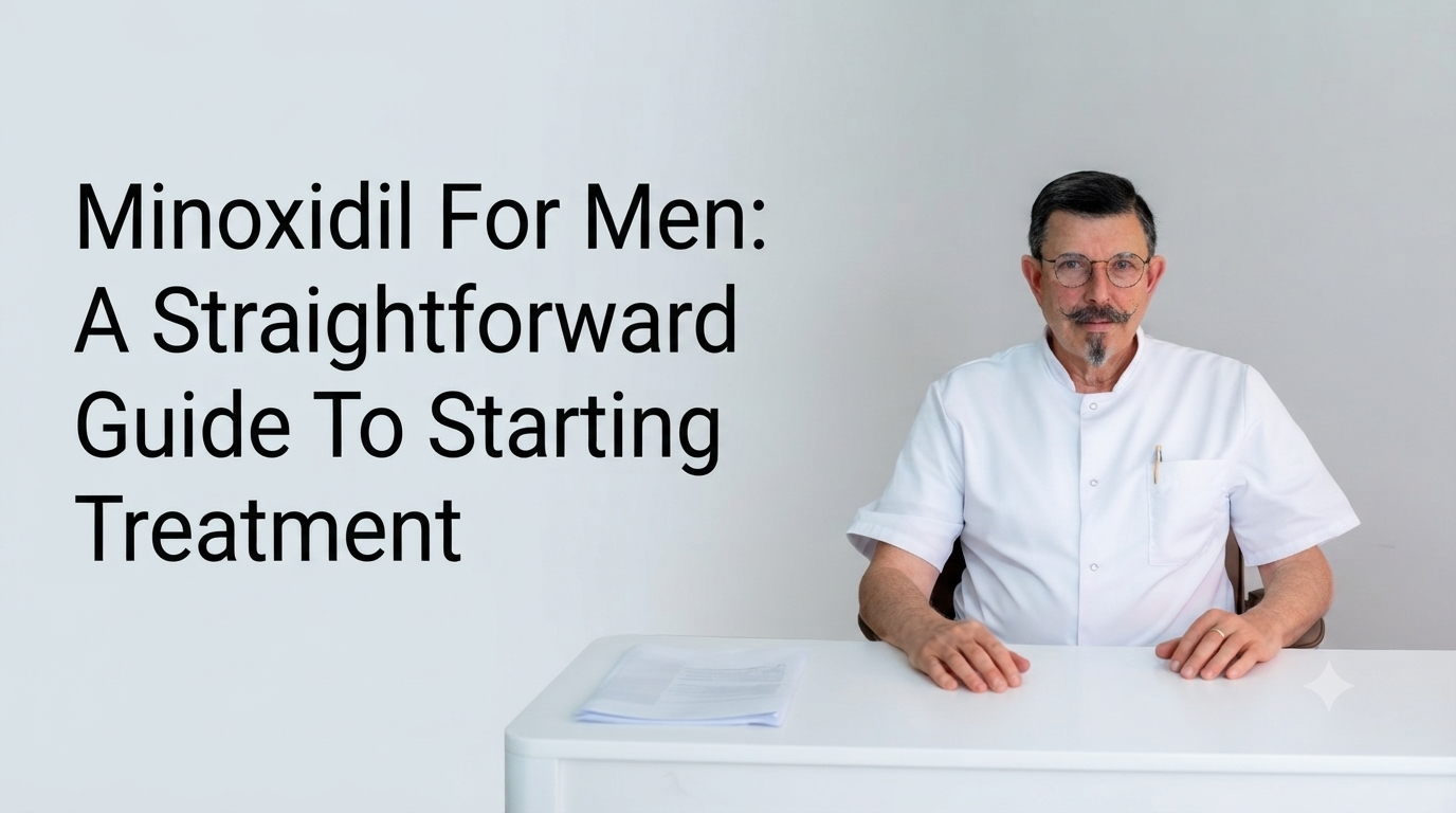 Minoxidil for men a straightforward guide to starting treatment blog title on a clean background