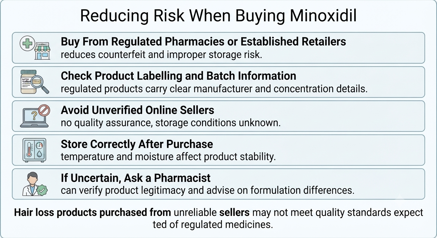 Structured guidance panel on purchasing from reliable sources