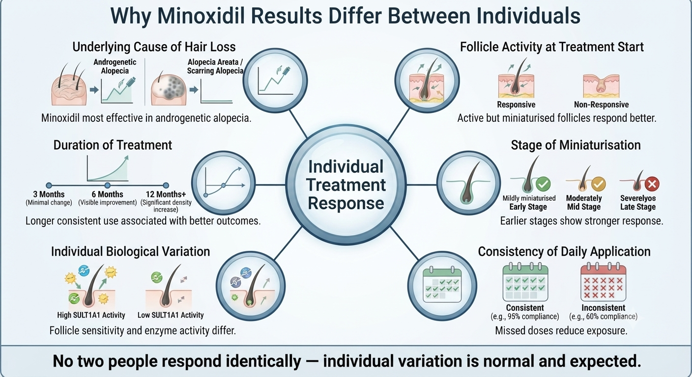Diagram of factors influencing individual minoxidil response