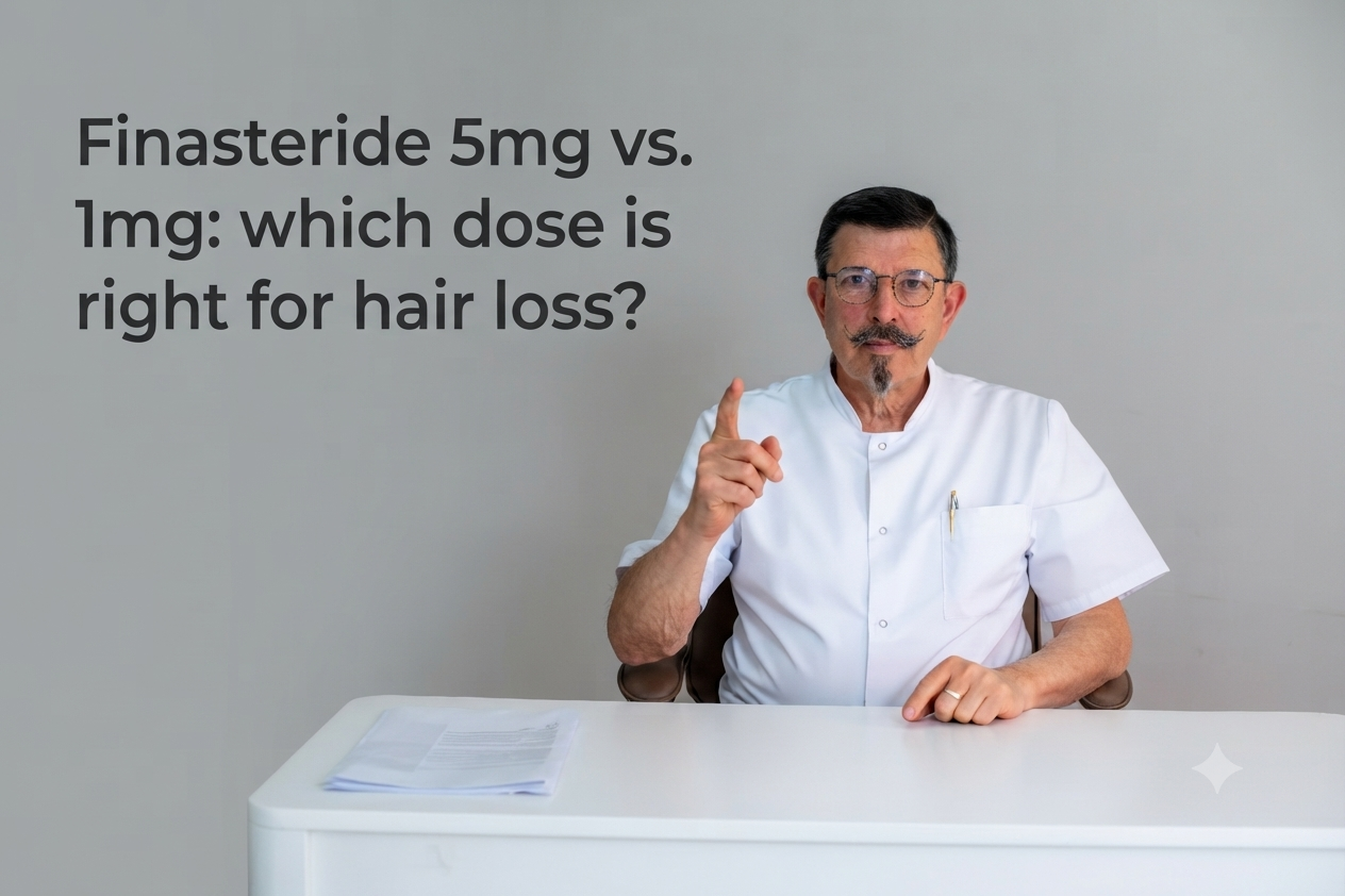 Finasteride 5mg vs 1mg which dose is right for hair loss blog title on a clean background