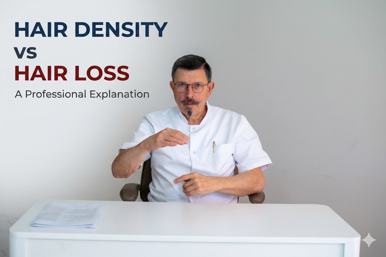 Difference between hair density and hair thickness explained visually