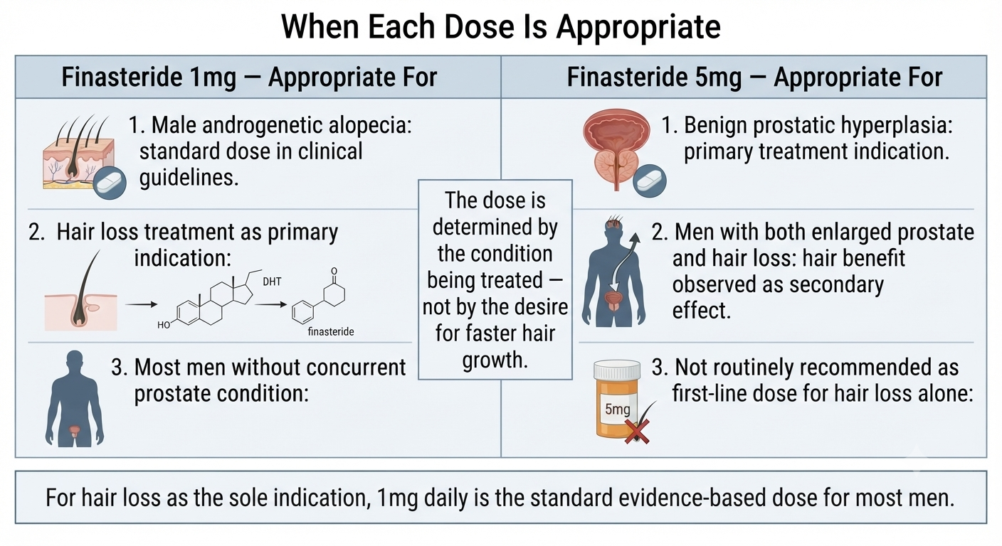 Diagram showing the clinical scenarios where each dose is appropriate