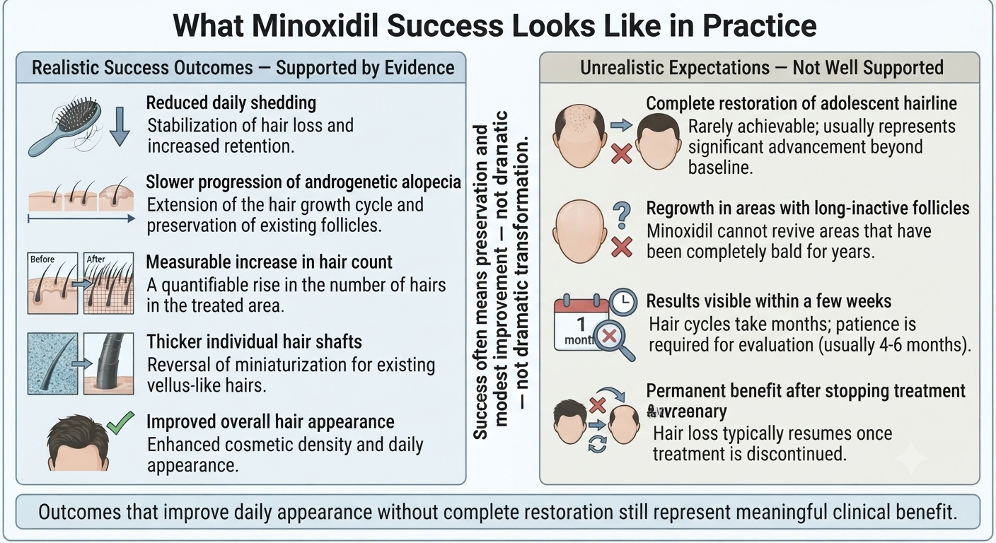 Diagram reframing realistic success outcomes vs unrealistic expectations