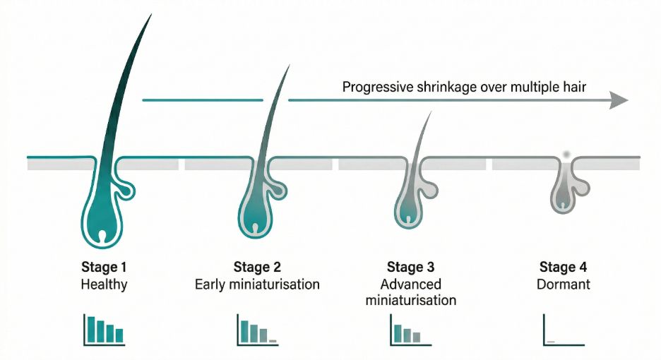 Follicle Miniaturisation Stages Over Time