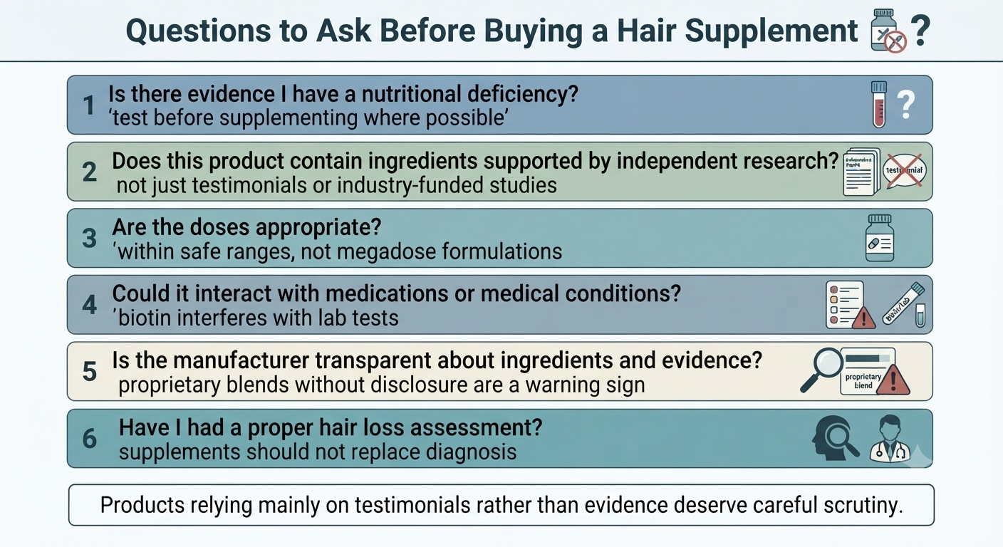 Consumer decision checklist for evaluating hair supplements