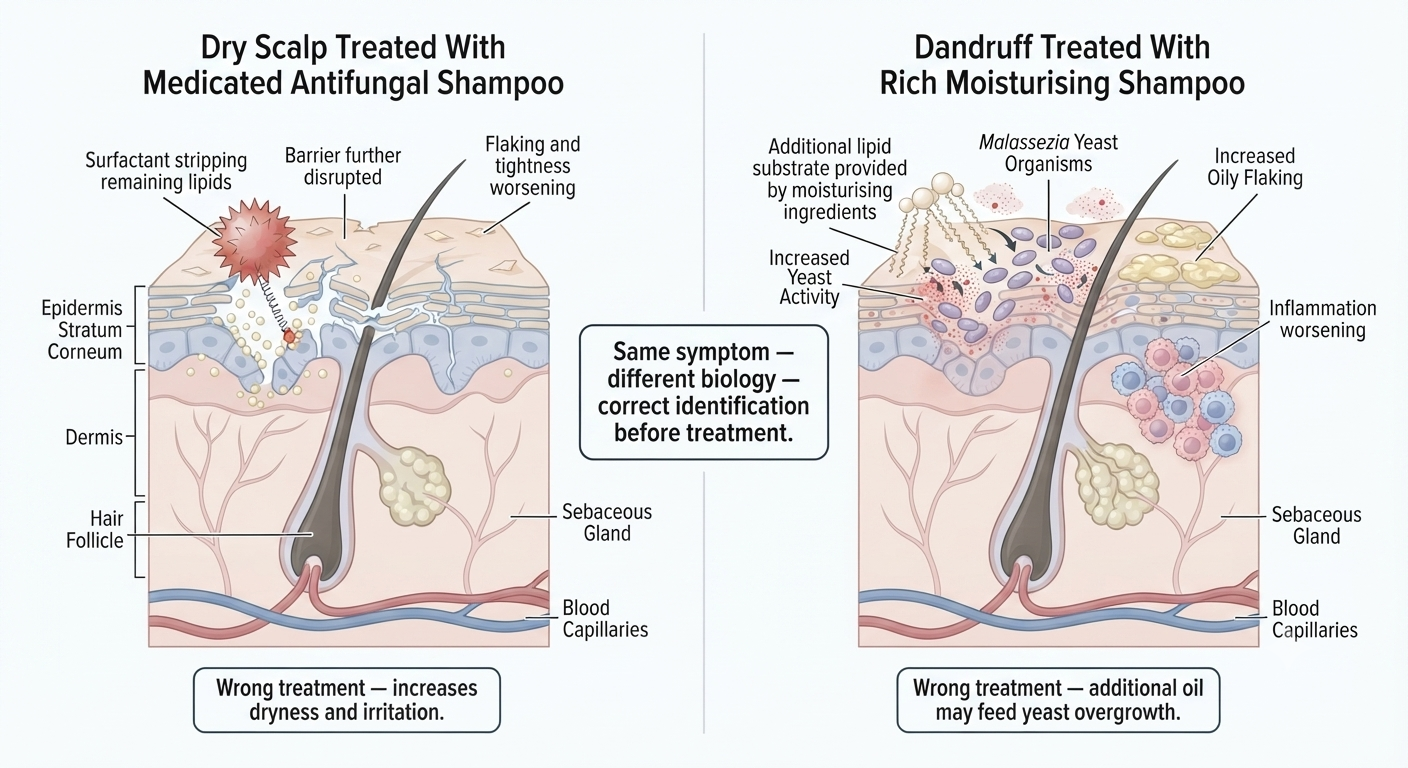 Diagram showing mismatched treatment making each condition worse