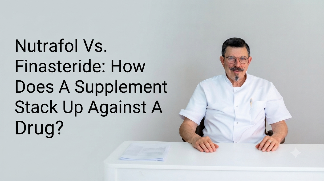 Nutrafol vs finasteride how does a supplement stack up against a drug blog title on a clean background