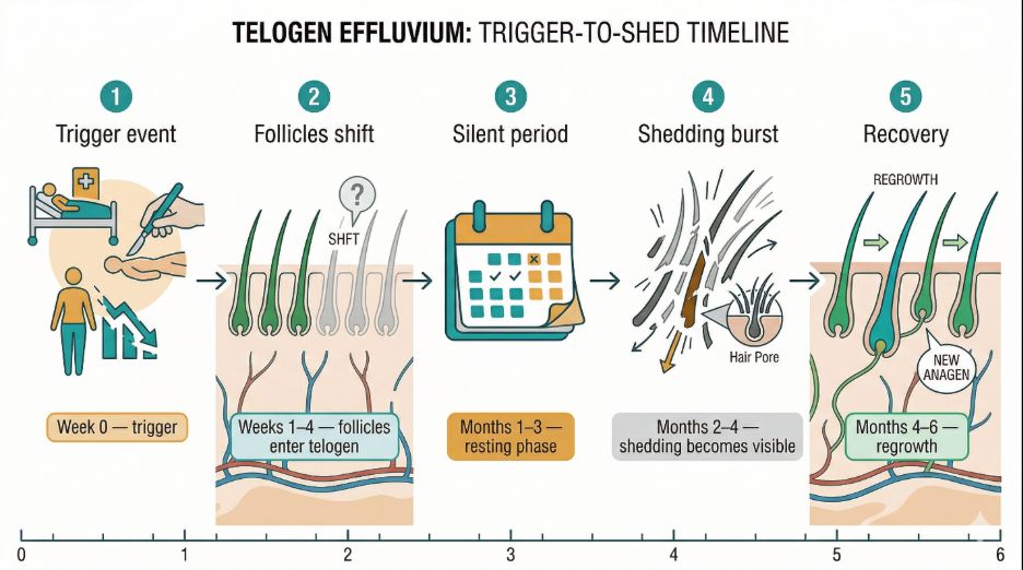 Telogen Effluvium: Trigger to Shed Timeline