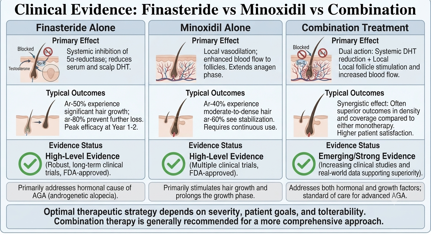 Evidence comparison diagram across three treatment groups