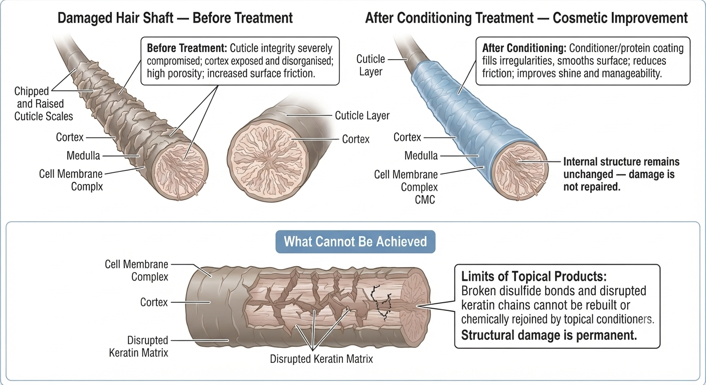 Diagram distinguishing cosmetic improvement from biological repair