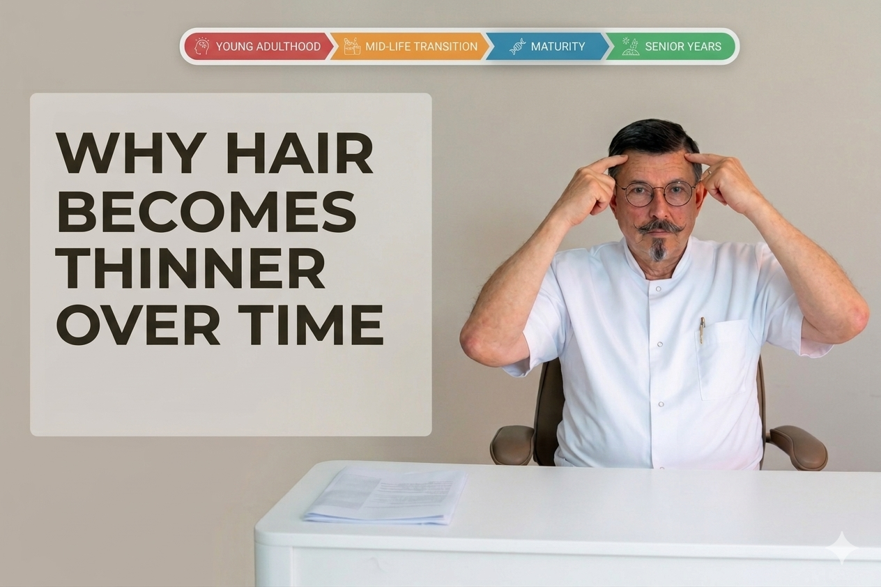 Why hair becomes thinner over time with follicle miniaturisation explanation