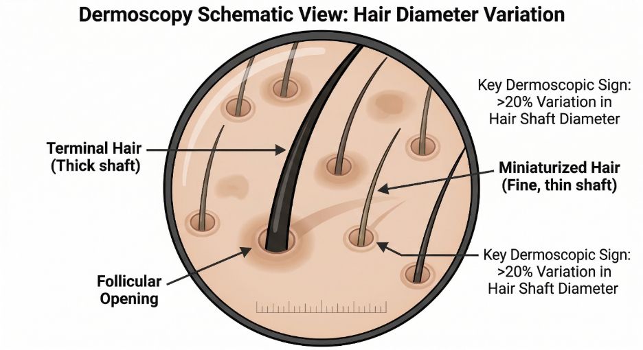 Dermoscopy Schematic View: Hair Diameter Variation