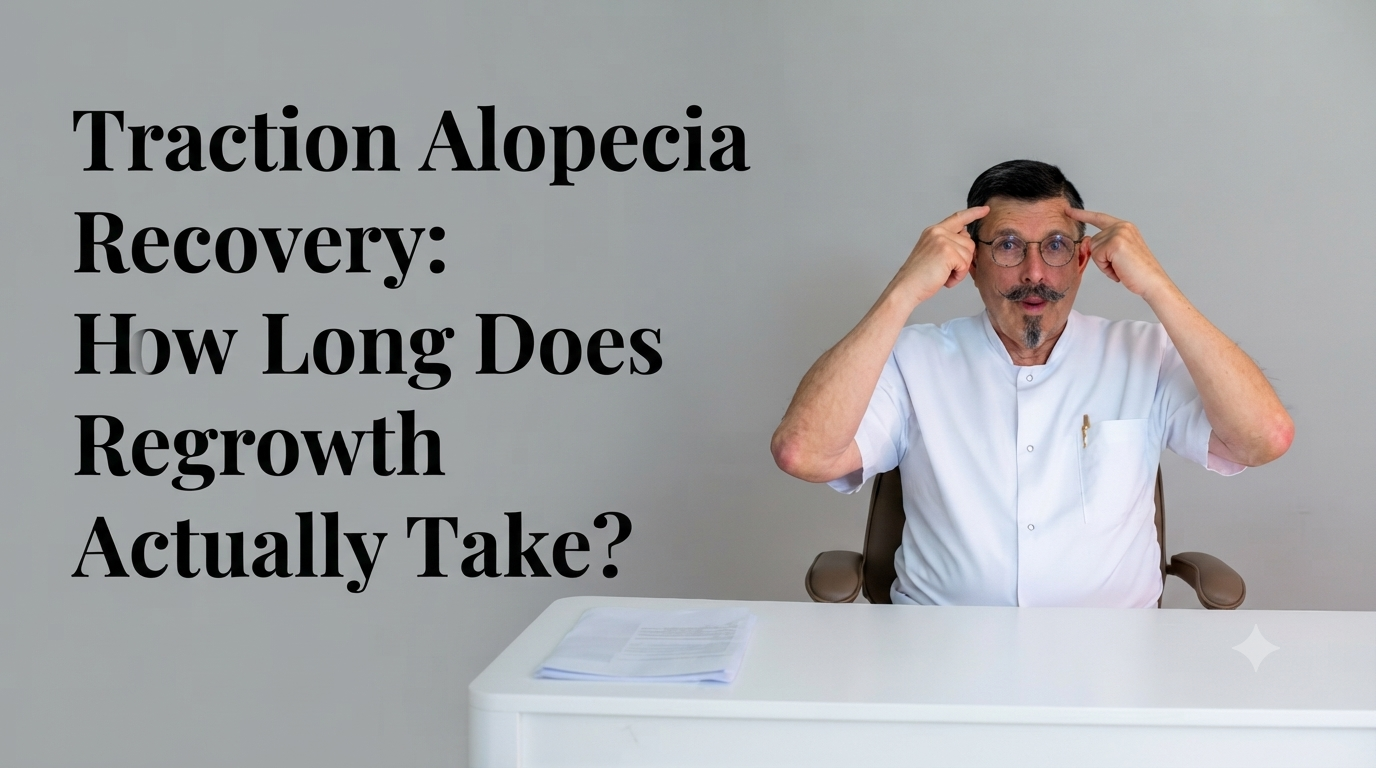 Traction alopecia recovery how long does regrowth actually take blog title on a clean background