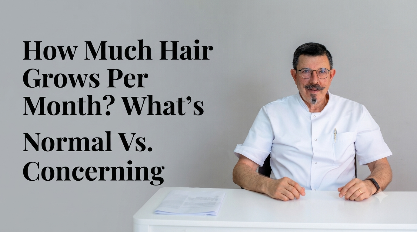 How much hair grows per month what's normal vs concerning blog title on a clean background