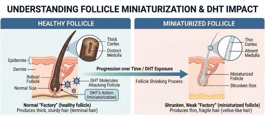 Understanding Follicle Miniaturisation & DHT Impact