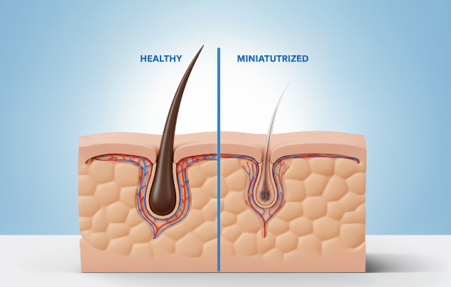 healthy vs miniatutrized hairs