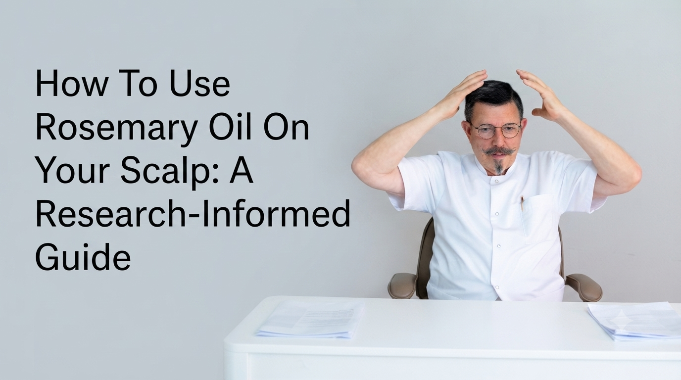 How to use rosemary oil on your scalp a research informed guide blog title on a clean background