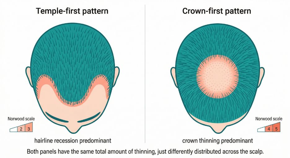 Differences in hair loss patterns