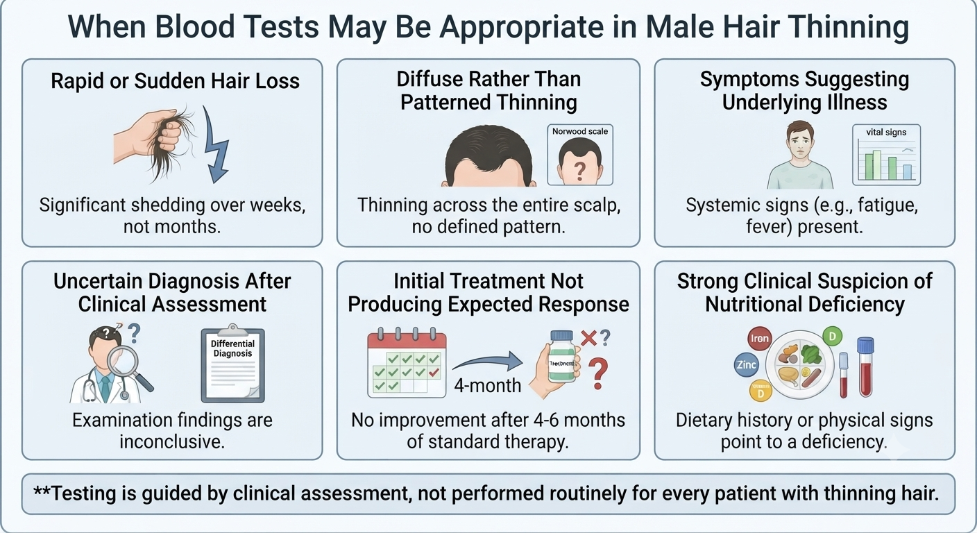 Structured panel of clinical situations warranting blood testing