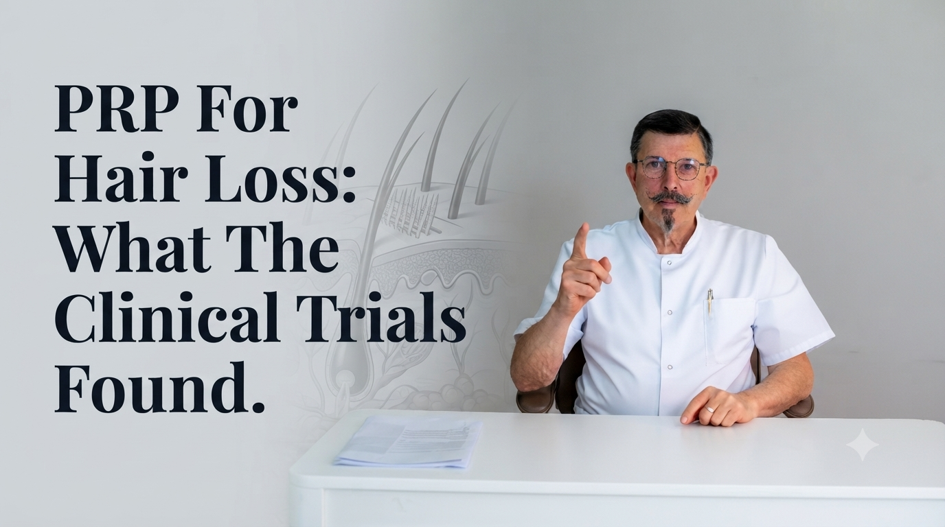 PRP for hair loss what the clinical trials found blog title on a clean background