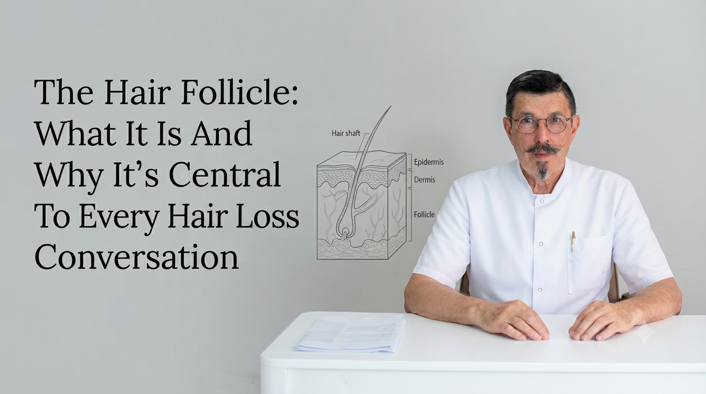 The hair follicle what it is and why it's central to every hair loss conversation blog title on a clean background