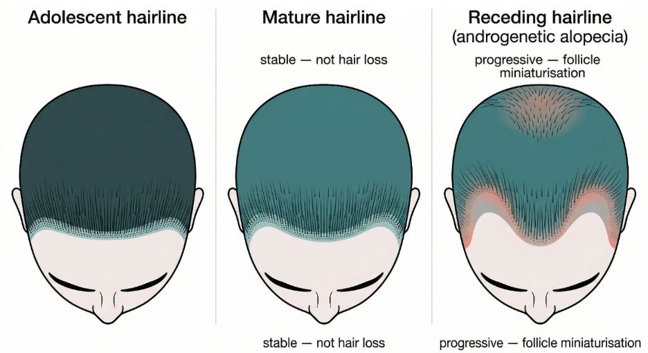 Hairline changes with age - receding hairline progression in men