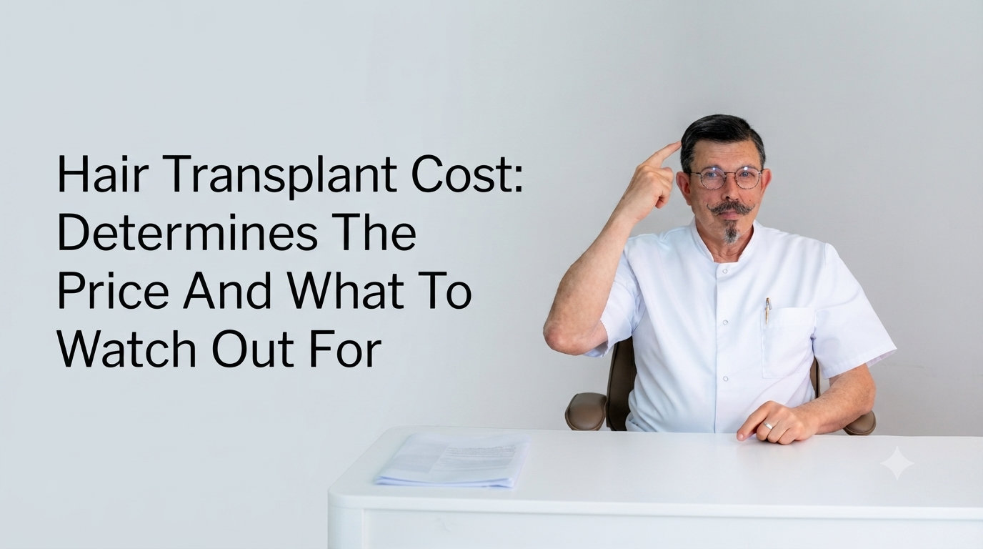 Hair transplant cost what determines the price and what to watch out for blog title on a clean background