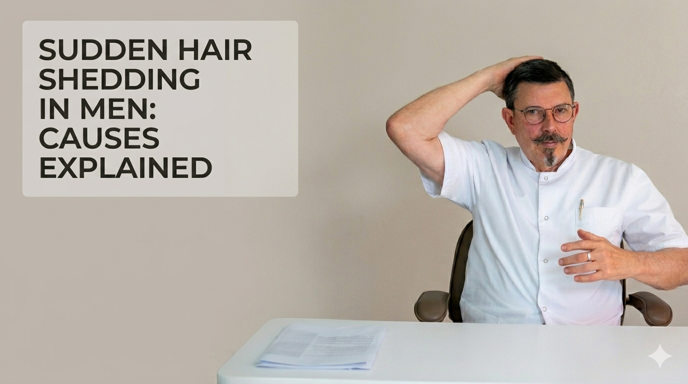 Title Card: Sudden hair shedding in men explained 