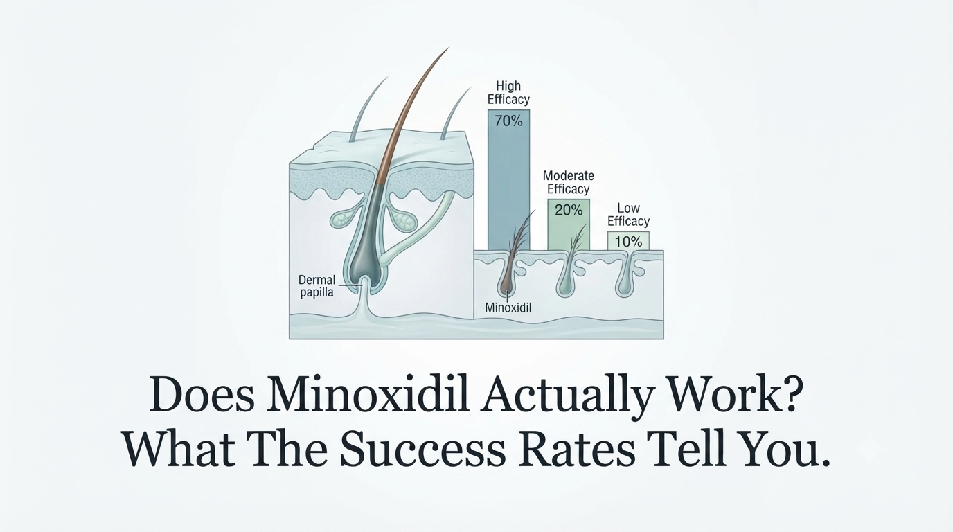 Does minoxidil actually work what the success rates tell you blog title on a clean background