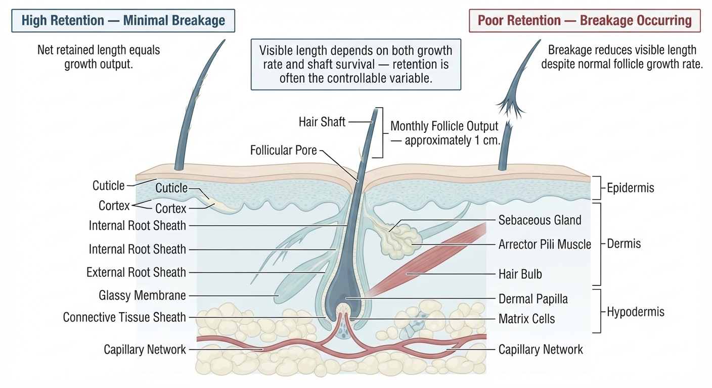 Diagram separating follicle growth output from net length retention