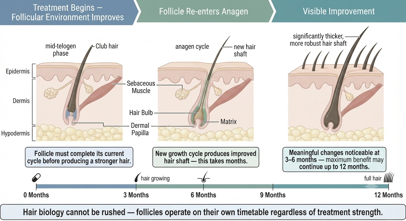 Diagram explaining why treatment effects are delayed by normal cycle biology