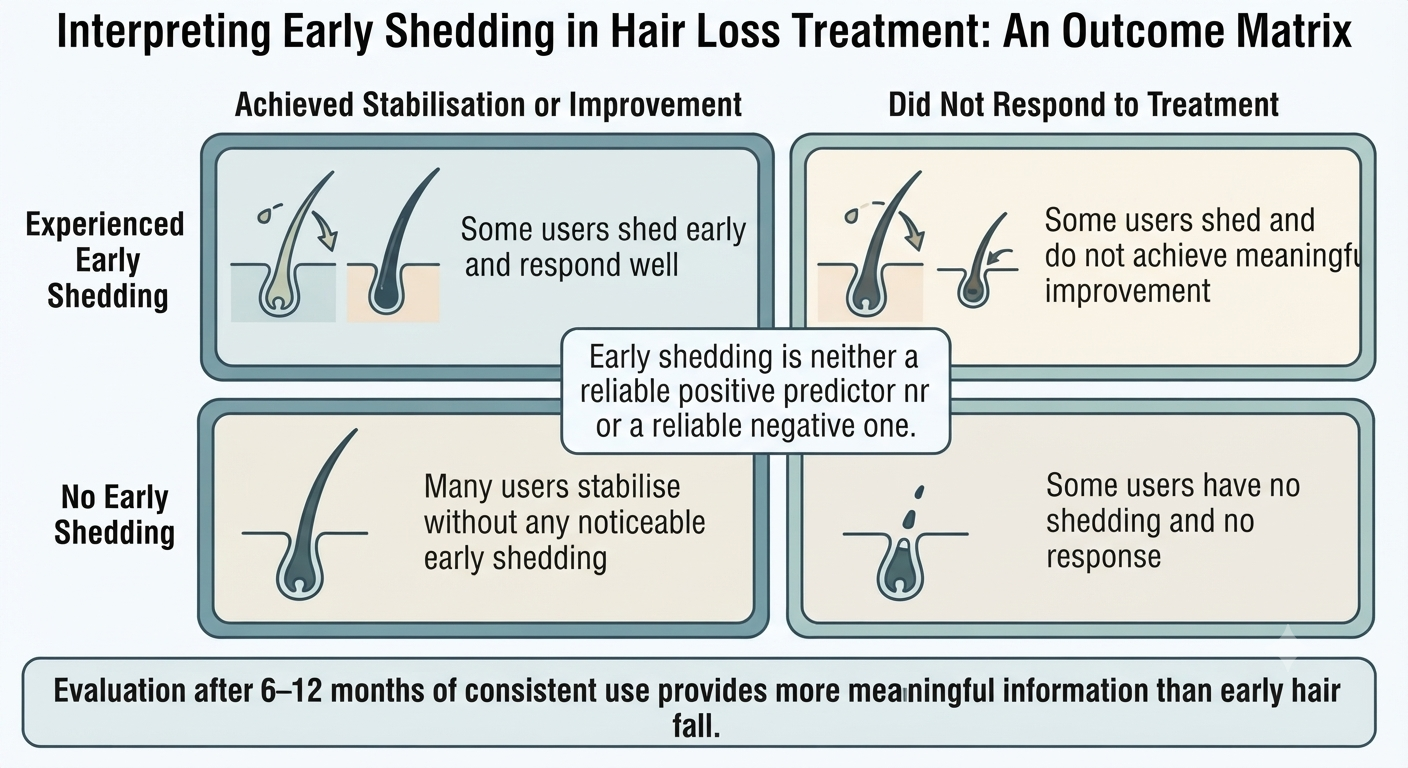 Diagram showing variable outcomes regardless of early shedding experience