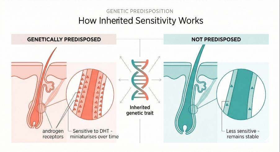 How inherited sensitivity affects hair loss
