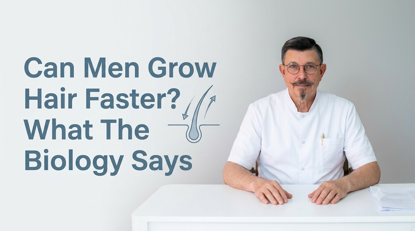 Can men grow hair faster what the biology says blog title on a clean background