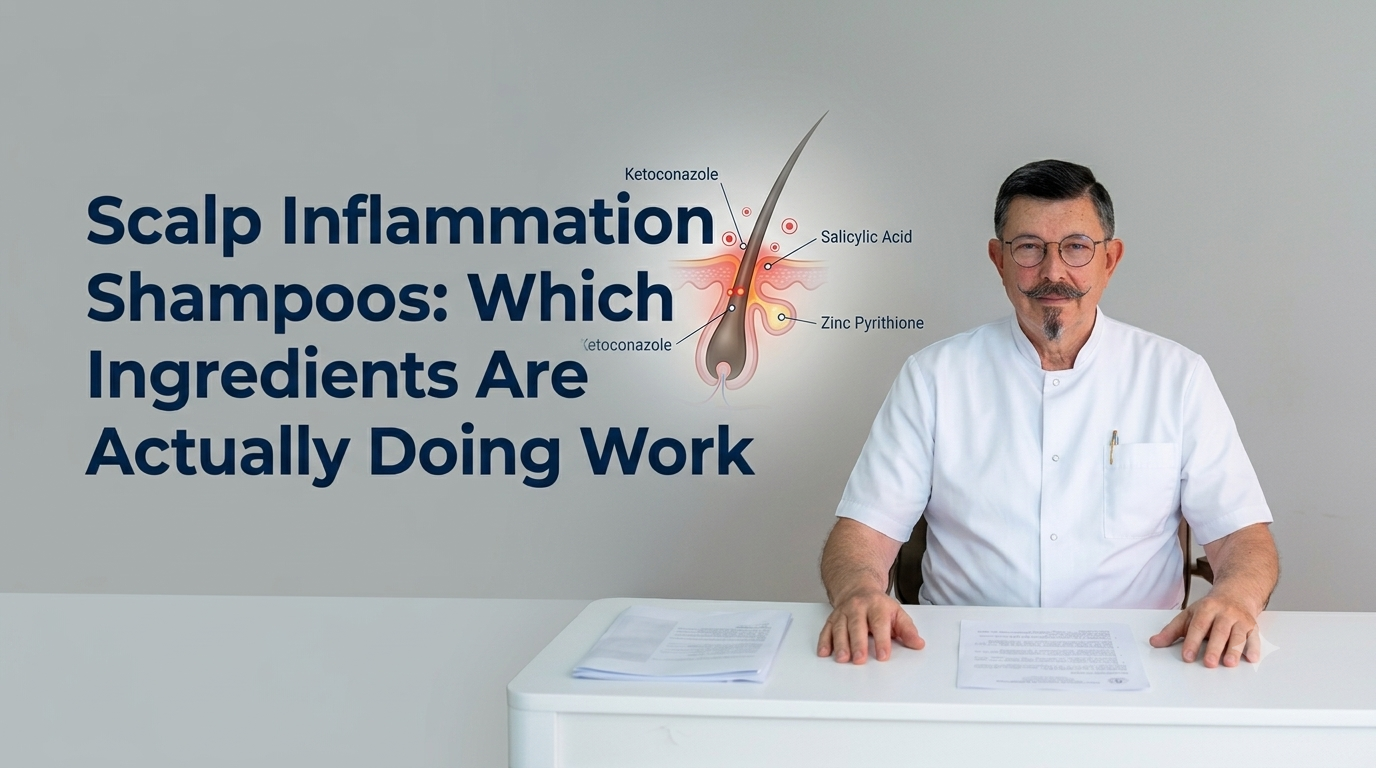 Scalp inflammation shampoos which ingredients are actually doing work blog title on a clean background